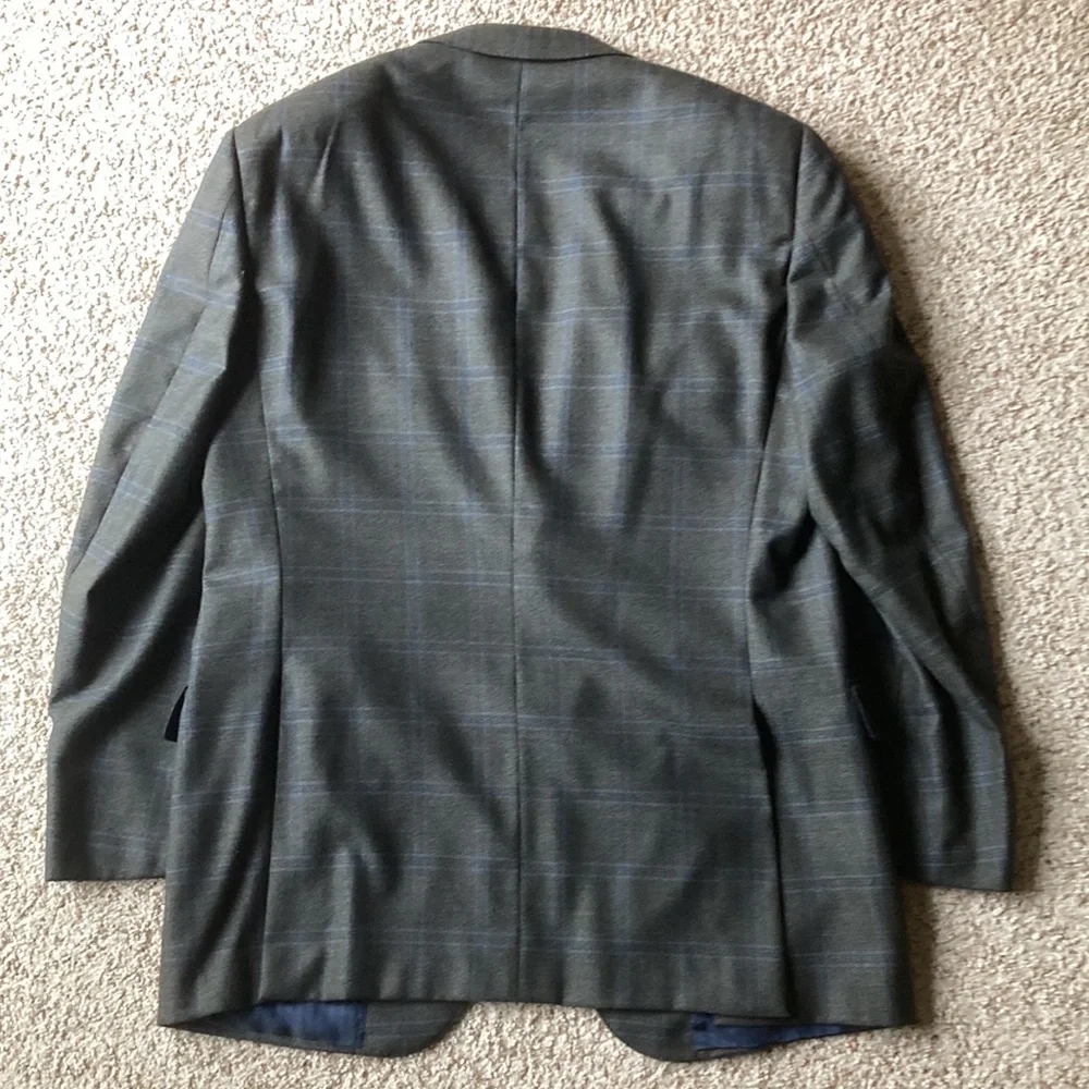 Ermenegildo Zegna Green Blue Windowpane Check Wool Sport Coat Eu 54 US 44 - Picture 7 of 12